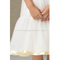 A-line Wide Straps Knee-length Satin Organza Flower Girl Dress